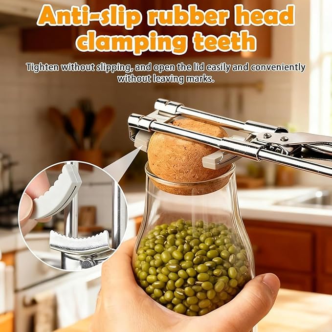 Adjustable Stainless Steel Jar Opener for Seniors, 2 Packs, Manual Can Opener & Bottle Opener Set for Weak Hands, Easy Grip Jar Opener Gripper for Arthritis and Limited Hand Strength