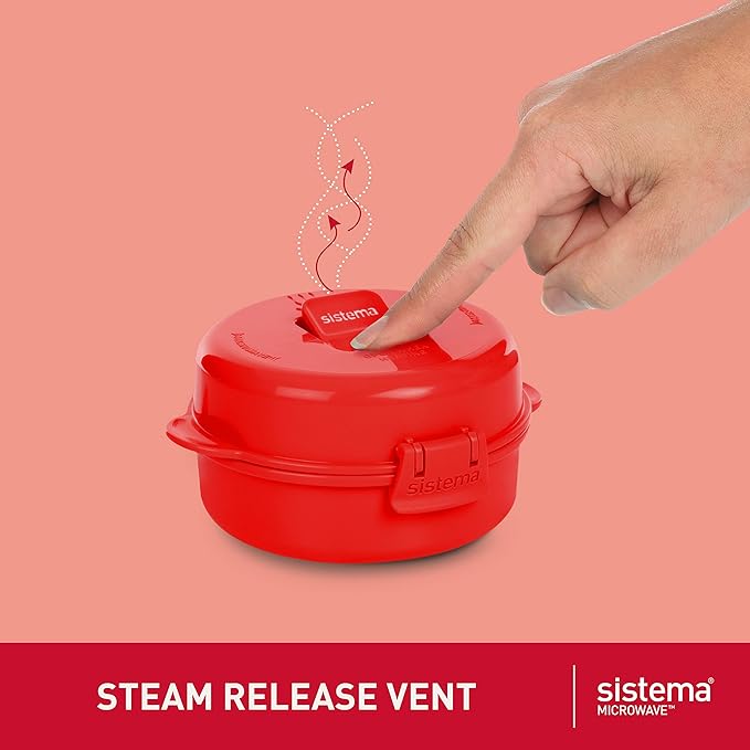Sistema Easy Eggs Microwave Egg Cooker 270 ml Egg Poacher with Steam Release Vent BPA-Free Red 1 Count