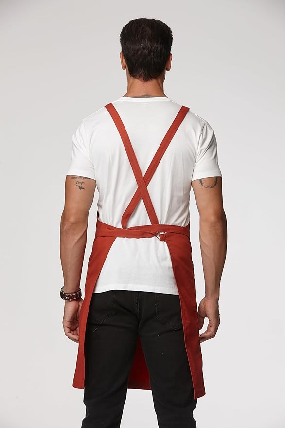 Unisex Kitchen Apron, Cross Strap Apron with 2 Pockets, Durable Waterproof Professional Apron
