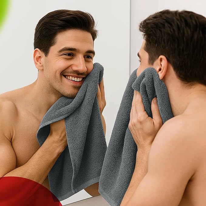 RIVERSIDE 6 Pack Premium Hand Towels Set, 16x28 inches, 100% Ring Spun Cotton, 600 GSM, Soft, Quick Dry and Highly Absorbent, Towels for Bathroom, Kitchen, Gym, Spa - Grey