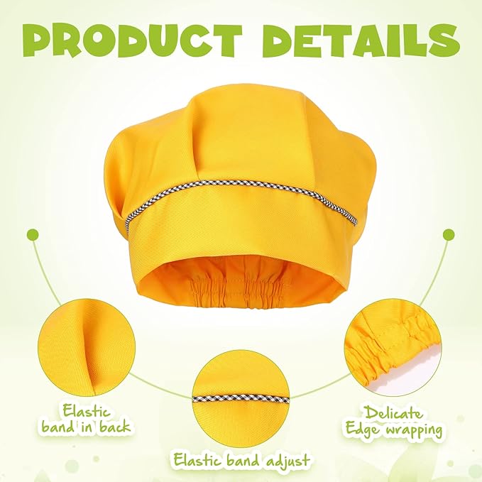 Handepo 28 Pcs Kid Apron and Chef Hat Set Adjustable Bib Apron with Pockets for Kids Cooking Baking Painting Crafting