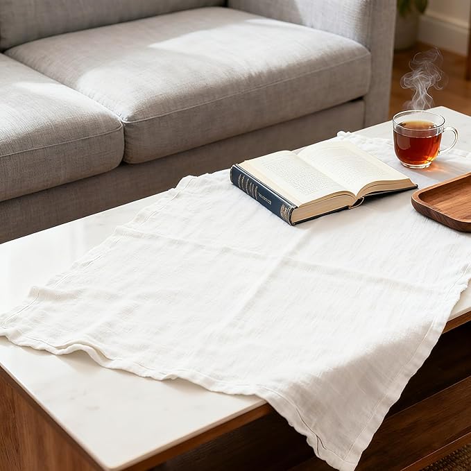 100% Pure Linen Napkins 18 x 18 Inch White - Set of 6 Pack Oversized Dinner Table Cloth Napkin, Washable for Home,Kitchen and Everyday Use