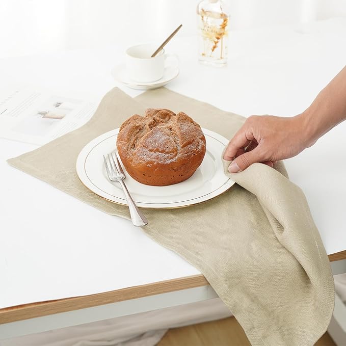 Linen Thick Kitchen Towels Set of 2-100% Linen Dish Towels with Hanging Loops, Super Soft Quick Dry Tea Towels Stonewashed and Handcrafted 17.7 x 23.6 Inch,Dark Apricot