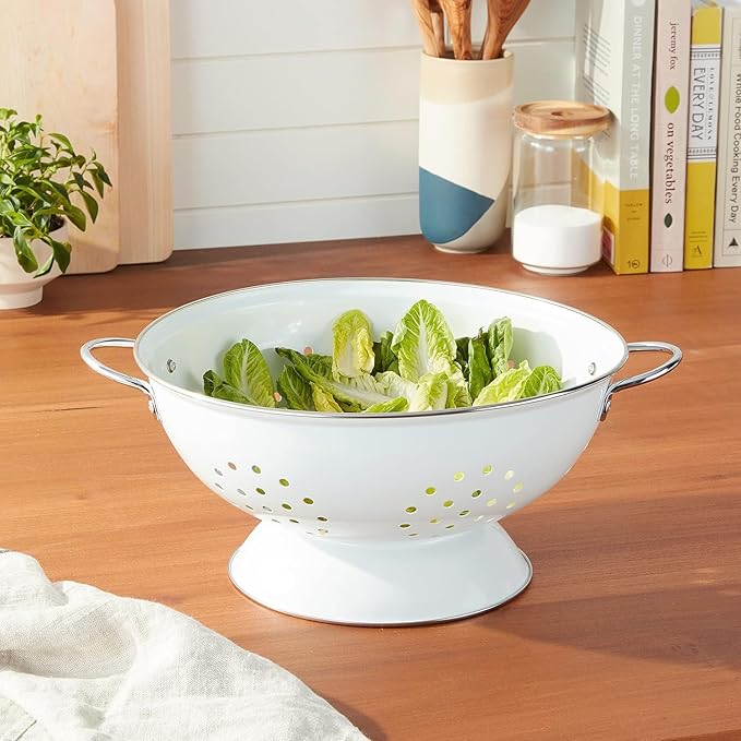Calypso Basics by Reston Lloyd Powder Coated Enameled Colander, 3 Quart, White,80300