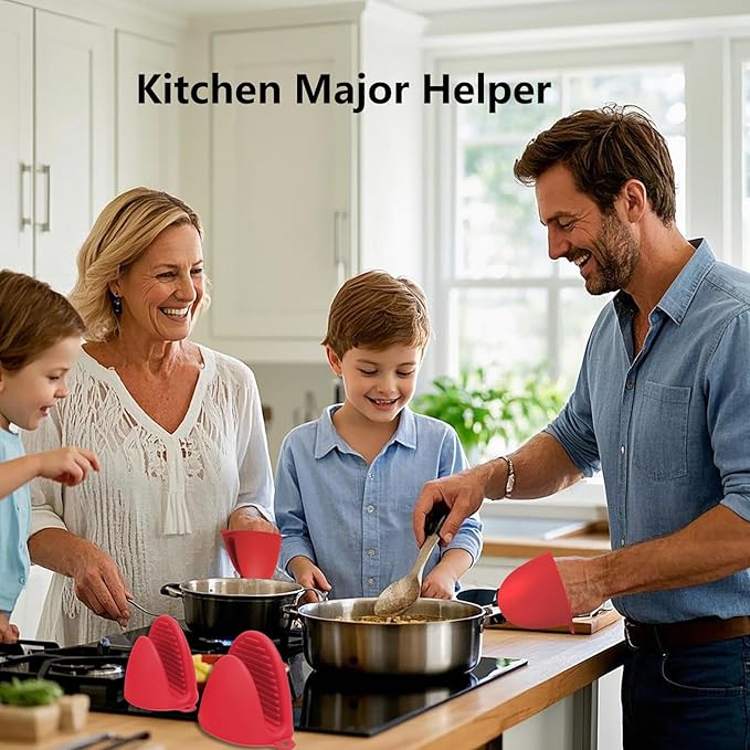 Silicone Oven Mitts Heat Resistant Pot Holder Set for Kitchens, 3 Pair Mini Cute Kitchen Mittens Silicone Pinch Grip, ChufanMomsil Small Short Oven Rubber Gloves for Air Fryer, Baking, Colorful