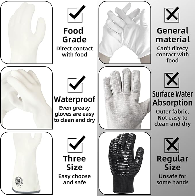 Barbecue Mitts, Silicone Oven Gloves, Heat Resistant Oven Gloves with Fingers, Kitchen Oven Mitts Smoker Gloves for Baking, Grilling, Cooking, Food Grade, Waterproof (7)
