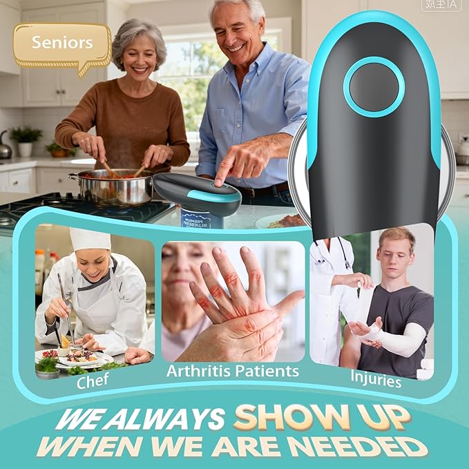 Electric Can Opener - Fits All Can Sizes One Touch Automatic Can Opener, Electric Can Opener for Kitchen Food Safe Smooth Edge, Kitchen Gadgets Battery Operated Can Opener for Seniors, Arthritis&Chef