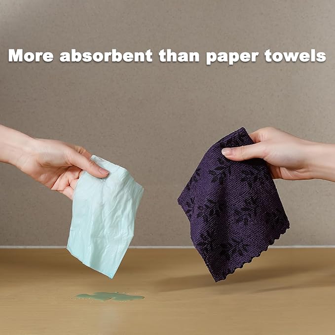 Microfiber Cleaning Cloth Roll,80 Pack Cleaning Towels,Lint Free Rags Paper Towels & Tear Away Reusable Towels,Washable Shop Rags Floral Wipe Cloth,Wash Cloths Dish Rags for Car Kitchen Window