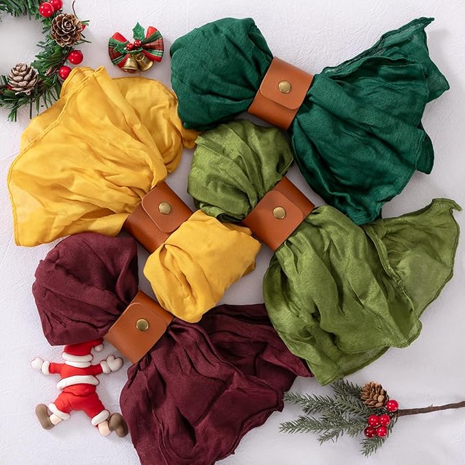 DeZerlor 20 Pack Fall Cheesecloth Napkins Washable Christmas Cloth Napkins Set of 20 Cotton Dinner Table Napkins Bulk 21x21 Inches for Thanksgiving Xmas Wedding Bridal Baby Shower Party Decor