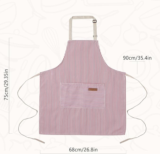 2 Pack Cooking Aprons Adjustable Bib Apron for Women with 2 Pockets, Kitchen Restaurant Men Chefs Aprons