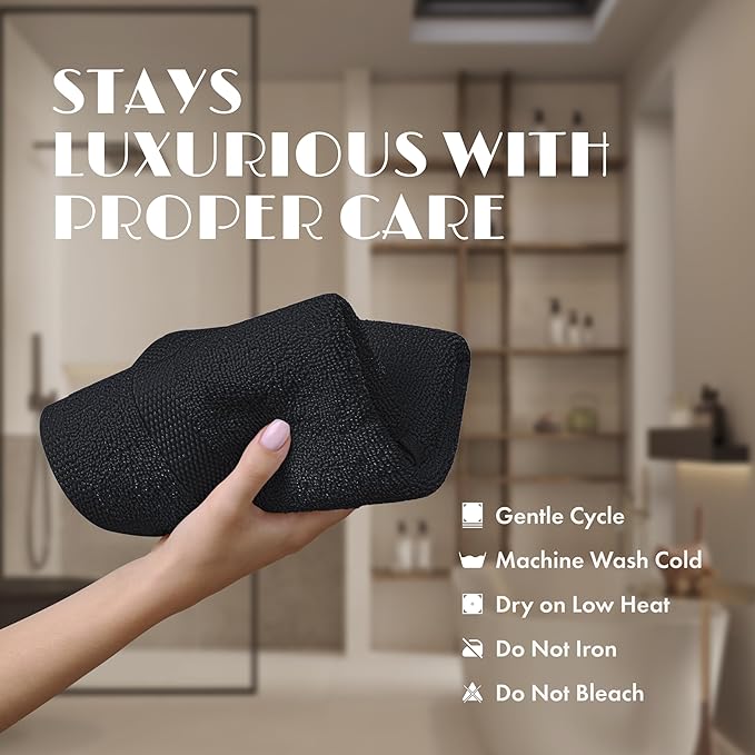 White Classic Black Washcloths Set for Body and Face Towel, Cotton Wash Cloths Bulk 12 Pack, Spa Fingertip Wash Clothes 12x12 Inch, Soft Absorbent Gym Towels