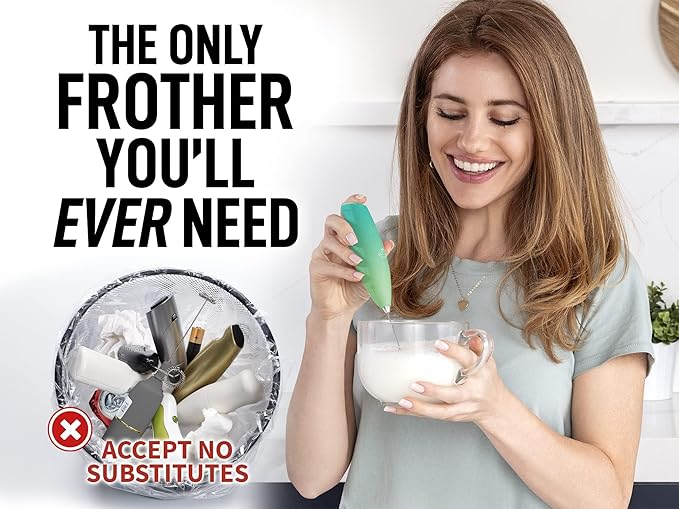 Zulay Powerful Milk Frother for Coffee with Upgraded Titanium Motor - Handheld Electric Whisk, Milk Foamer, Mini Mixer & Coffee Blender for Frappe, Latte, Matcha, No Stand - Ocean Spray