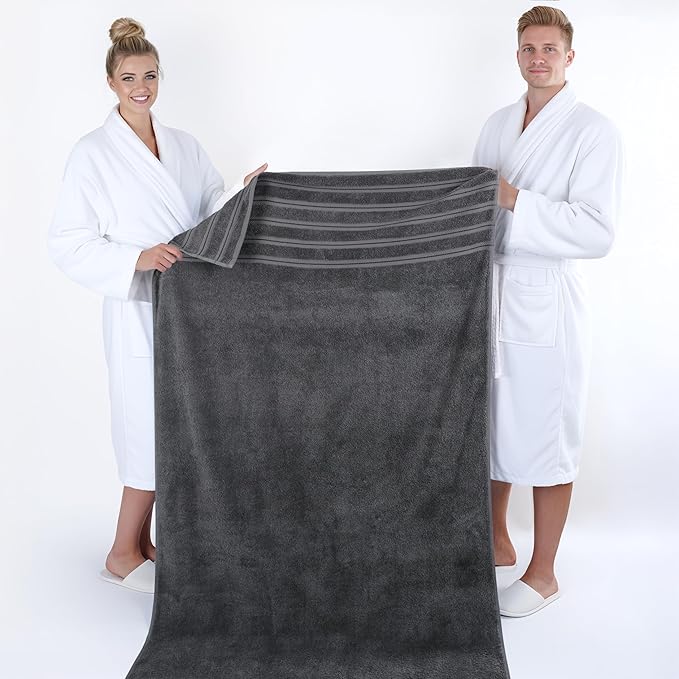 American Soft Linen 35x70 Jumbo Large Bath Towel, 600 GSM 100% Cotton Turkish Bath Sheet, Oversized Luxury Bath Towel for Bathroom Beach and Pool, Dark Gray