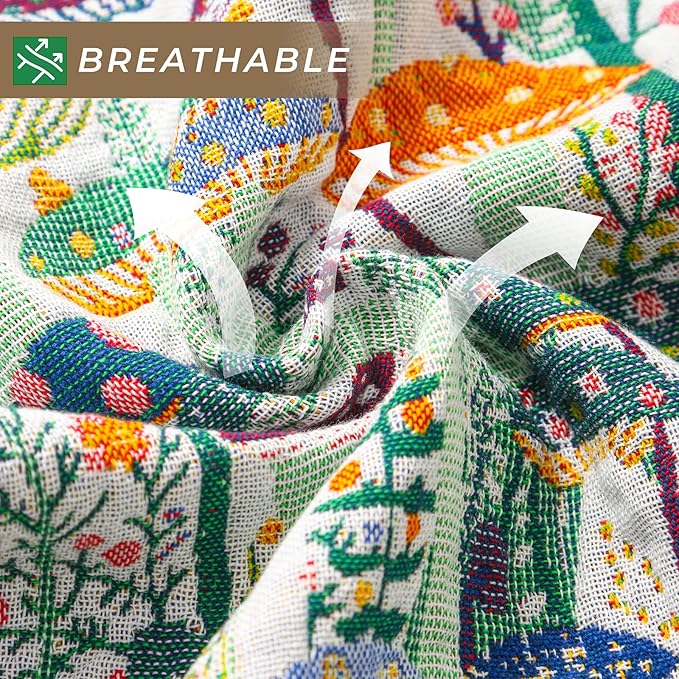 Flour Sack Green Kitchen Towels - Tea Towels Set of 2,Quick Dry 100% Cotton for Kitchen Drying Linework,Ultra Absorbent Decorative Boho Floral Large Hand Towels with Hanging Loop,Mushroom