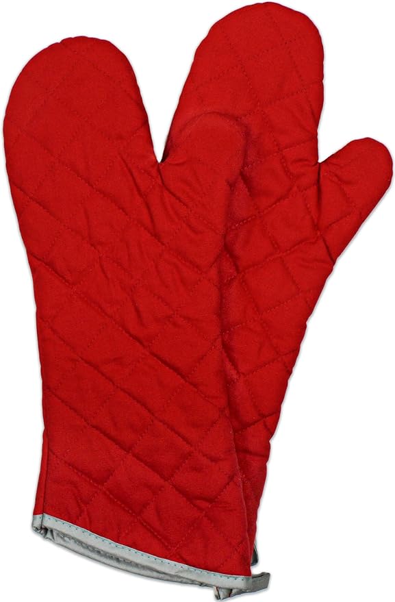 Nouvelle Legende Flame Retardant Quilted Oven Mitts, 17" Heavy-Duty Heat & Burn Protection for Kitchen, BBQ, Grilling, Lab-Tested, Flexible, Oversized, 2-Pack, Red