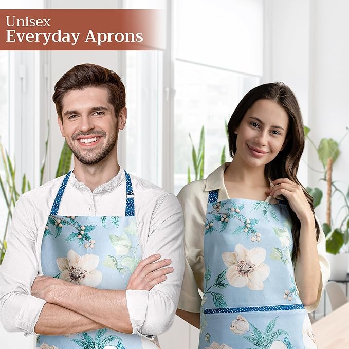 Maison d' Hermine 100% Cotton Apron for women with Pocket Kitchen Chef Apron for Men Cooking Mothers Day Gifts