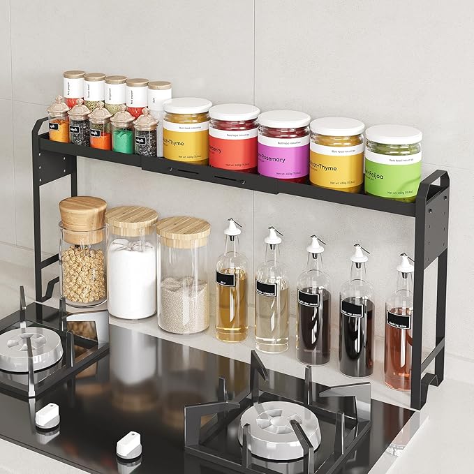 Over The Sink Shelf & Window Plant Shelf, Expandable Kitchen Organization Adjustable in Height & Length, Multi-Purpose Storage Rack for Stove, Bathroom, Study
