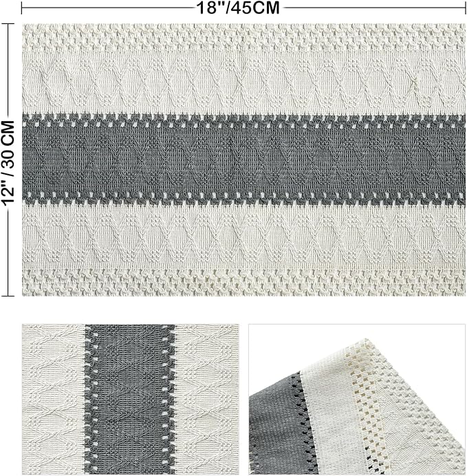 Artoid Mode Dark Grey Farmhouse Rustic Placemats Set of 4,12x18 Inch Seasonal Holiday Hollow Table Mats Party Kitchen Dining Decoration
