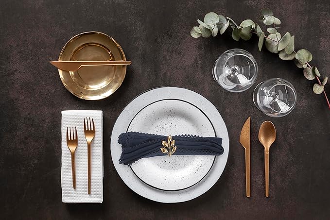 ACCENTHOME Navy Cloth Napkins Set of 6 18x18 inch Cotton Dinner Napkins - Washable Soft Premium Hotel Quality Reusable Napkins Perfect Table Napkins for Family Dinners, Weddings & Everyday Use