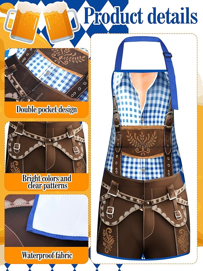 Geetery 4 Pcs Chicken Aprons for Women Rooster Print Apron Waterproof Adjustable for Kitchen Cooking