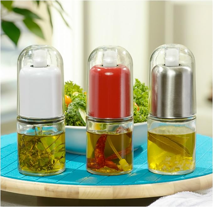 Olive Oil Sprayer and Oil Mister Elegant Glass Bottle with Clog-Free Filter & Leak Proof Top - Black