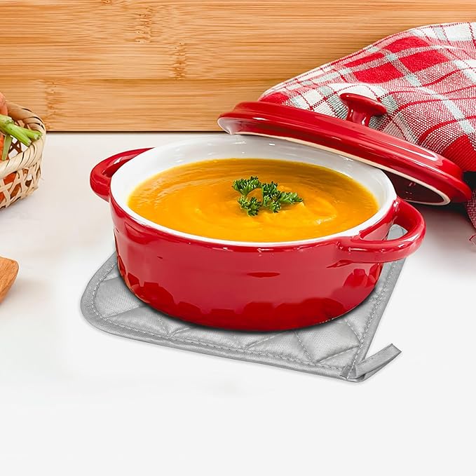 26PCS Pot Holders, Thick Mitts Square Hotpads, Cotton Quilted, Polyester Silver Coated Fabric Up to 450F Heat Resistant, Fall Batting Aid for Heavy-Duty Cooking Pan Oven & Kitchen Clearance