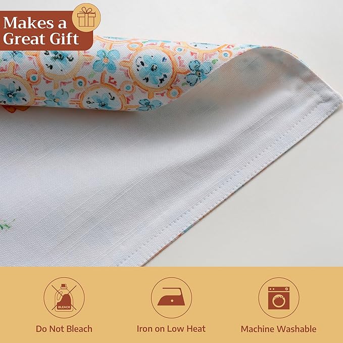 Maison d' Hermine Placemats Set of 4 100% Cotton Washable Cloth Place Mats Reusable Table Mats for Kitchen Dining Party Wedding Gifts for Mothers Day Spring/Summer (Summer Whisper, 13" x 19")
