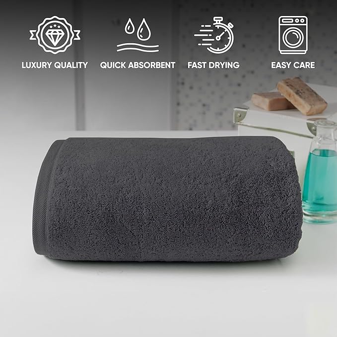 Classic Turkish Towels CTT - Premium Turkish Jumbo Bath Sheet, 100% Turkish Cotton, Absorbent & Ultra Comfy Bath Towel Sheets for Hotel & Spa | 40"x80" (Grey)