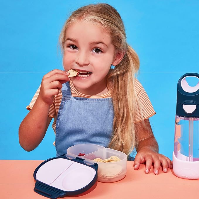 b.box Snack Box - Leakproof Mini Bento Box for Kids & Toddlers, 2 Compartment Snack Containers for Kids, Lunch Containers, Dishwasher Safe, BPA Free, PFAS Free, Ages 4m+, 1 3/4 Cup - Indigo Rose