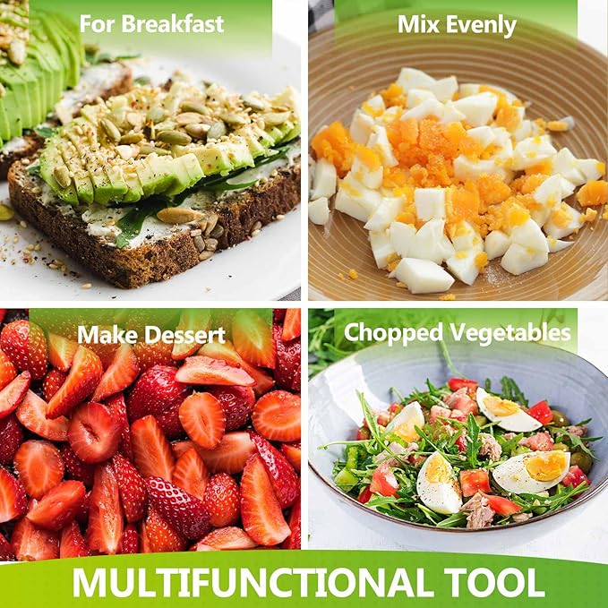 HULISEN Plain Edge Food Chopper, 3 Inch Manual Hand Chopper Dicer, Stainless Steel Round Handheld Food Cutter with Grip Handle, Chop Cabbage, Boiled Egg, Nut, Fruit, Vegetable, Meat for Salad
