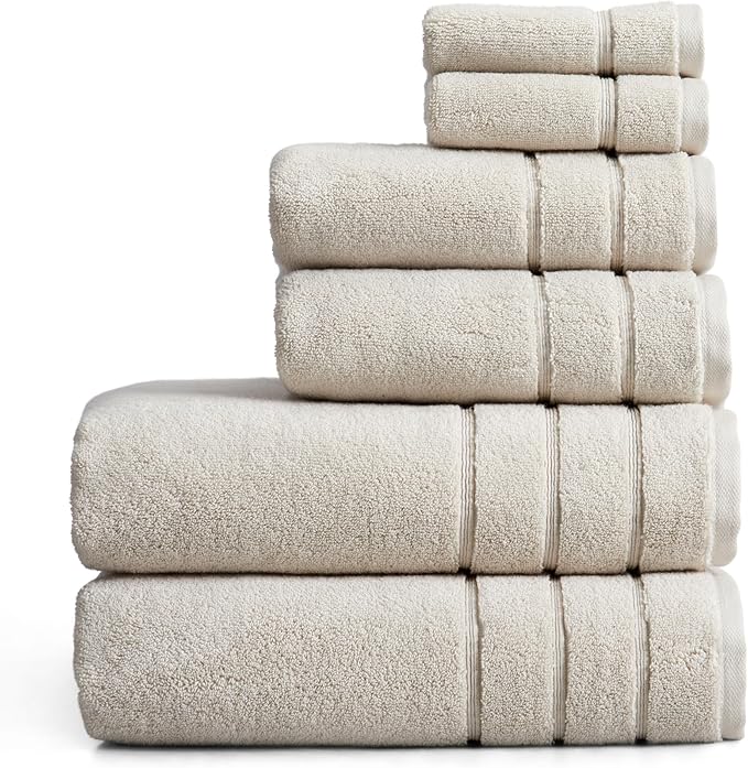 Springtree Home Luxury Turkish Cotton Bath Towels Set | 100% Turkish Cotton | Premium Bath Towels | Ultra Soft Thick Plush & Highly Absorbent | Luxury Hotel & Spa Bathroom Towels | Sand