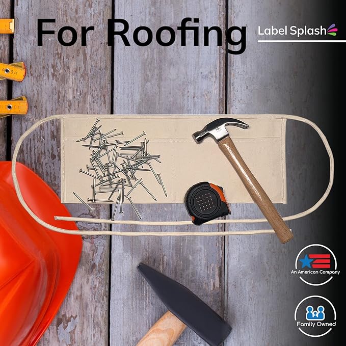 LABELPLASH 2 Pocket Canvas Work Waist Nail Apron Belt Washable Tool Utility Gardening Woodworkers Roofers Artists & Crafts