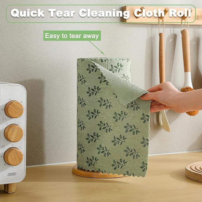 Microfiber Cleaning Cloth Roll,80 Pack Cleaning Towels,Lint Free Rags Paper Towels & Tear Away Reusable Towels,Washable Shop Rags Floral Wipe Cloth,Wash Cloths Dish Rags for Car Kitchen Window