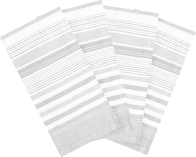 T-Fal Skipping Stripe Dual Kitchen Towel, 18" x 28", Highly Absorbent 100% Cotton, 4-Pack, Graphite