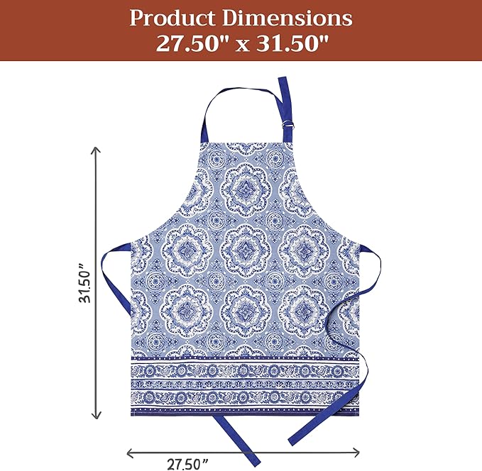 Maison d' Hermine 100% Cotton Apron for women with Pocket Kitchen Chef Apron for Men Cooking Mothers Day Gifts