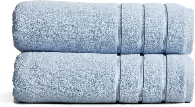 Springtree Home Luxury Turkish Cotton Bath Towels | 100% Turkish Cotton | Premium Bath Towels | Ultra Soft Thick Plush & Highly Absorbent | Luxury Hotel & Spa Quality Bathroom Towels | Blue Fog