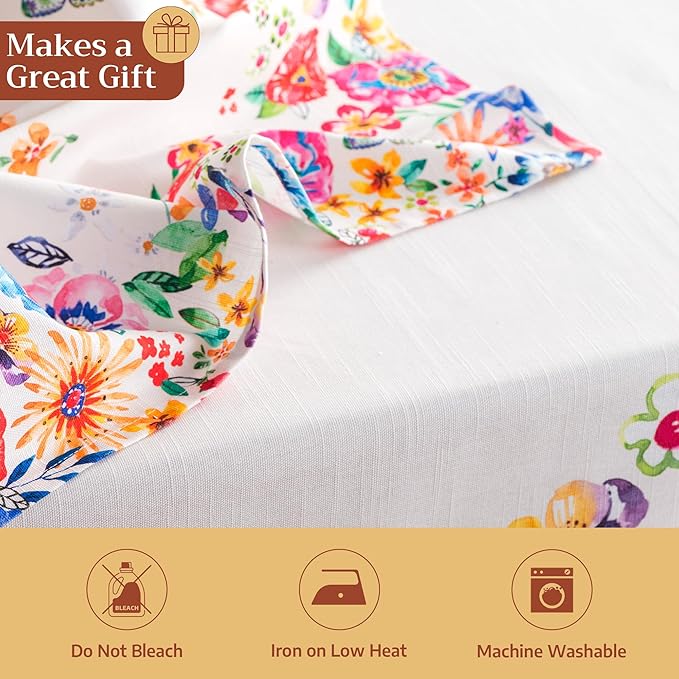 Maison d' Hermine Cloth Napkins Set of 4 100% Cotton Everyday Reusable Square Napkins Cloth Washable Dinner Wedding Gifts for Mothers Day Spring/Summer (Happy Florals - High Summer, 20" x 20")