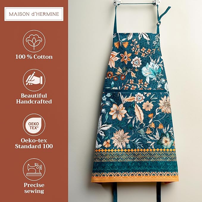 Maison d' Hermine 100% Cotton Apron for women with Pocket Kitchen Chef Apron for Men Cooking Mothers Day Gifts