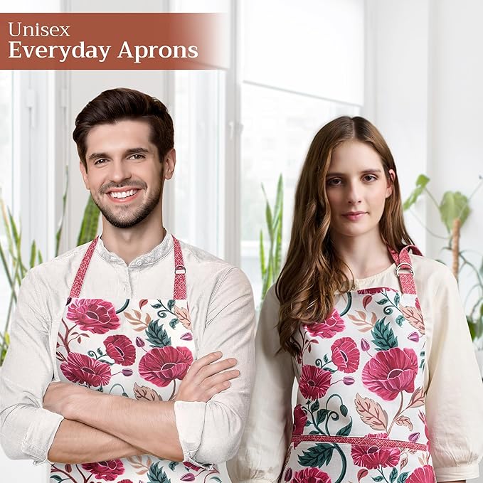 Maison d' Hermine 100% Cotton Apron for women with Pocket Kitchen Chef Apron for Men Cooking Mothers Day Gifts