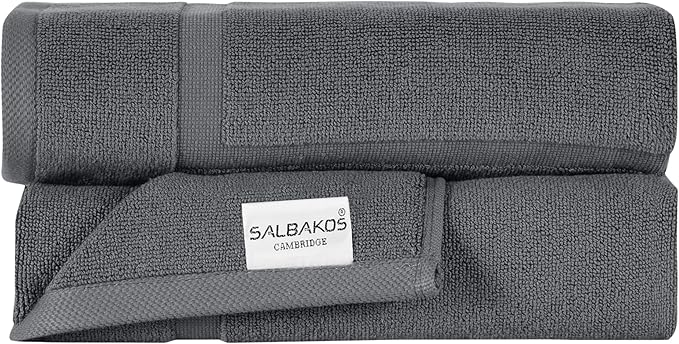 SALBAKOS 100% Turkish Cotton Bath Mat Towel Set of 2 Piece | 20x34 in Large Bath Mats | Luxury Hotel Quality, Thick, Absorbent, Quick Dry Bathmats for Bathroom & Toilet (Gray, 2 Bath Mats)