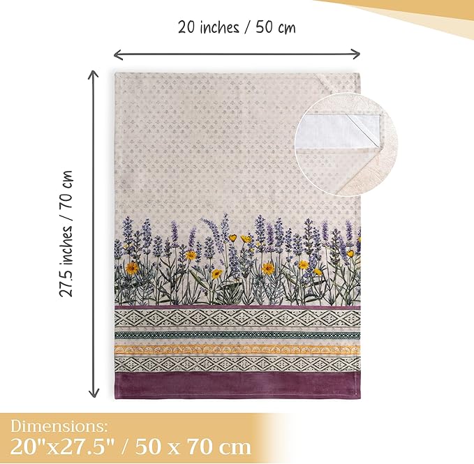 Maison d' Hermine Kitchen Towels Set of 3 100% Cotton 27.50" x 20" Reusable Cloth Tea Dish Towels Absorbent with Hanging Loop for Kitchen Gifts for Mothers Day Spring/Summer (Fanny Lavender)