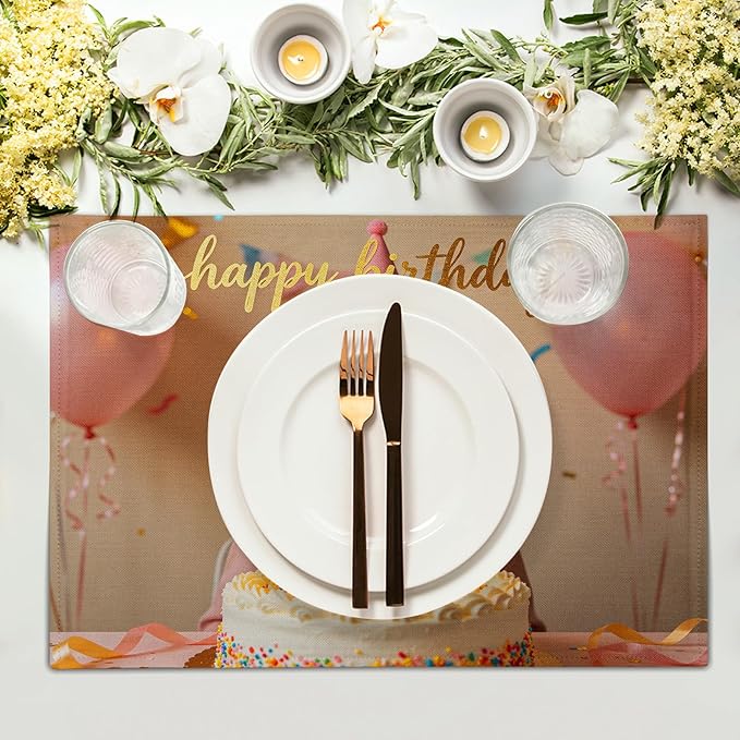 Custom Placemat Set of 4 Personalized Picture Decoration Table Place Mats for Holiday Dining Decor