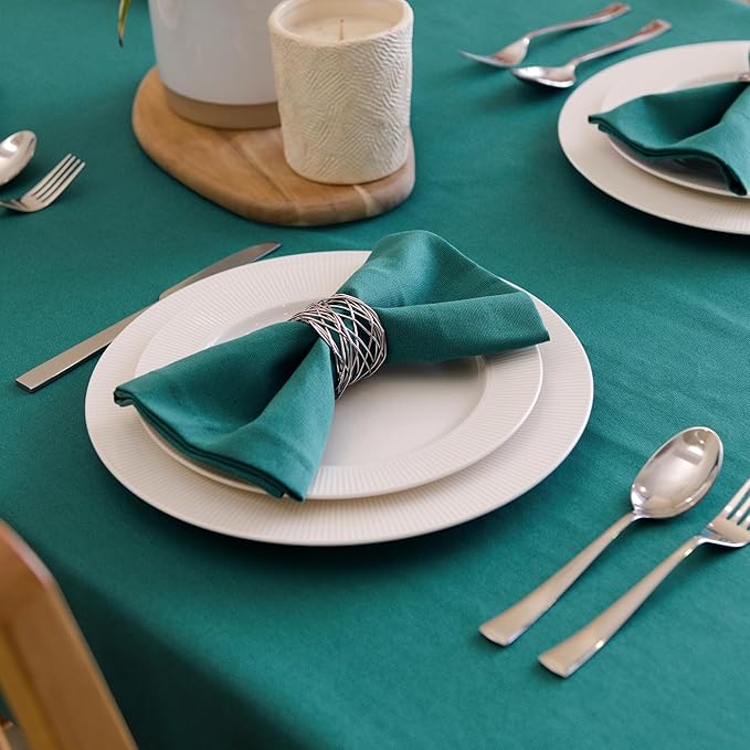 Encasa XO Emerald Cloth Napkins Set of 6, 17"x17" | Solid Color Cotton Dinner Napkins | Washable & Reusable Wedding Napkins for Holiday Dinners, Party, & Everyday Table Decor