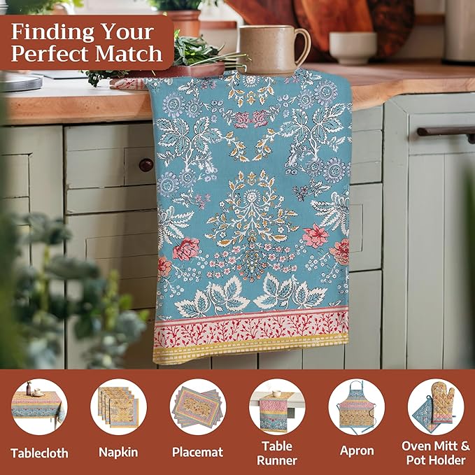 Maison d' Hermine Kitchen Towels Set of 3 100% Cotton 27.50" x 20" Reusable Cloth Tea Dish Towels Absorbent with Hanging Loop for Kitchen Gifts for Mothers Day Spring/Summer (Marquise)