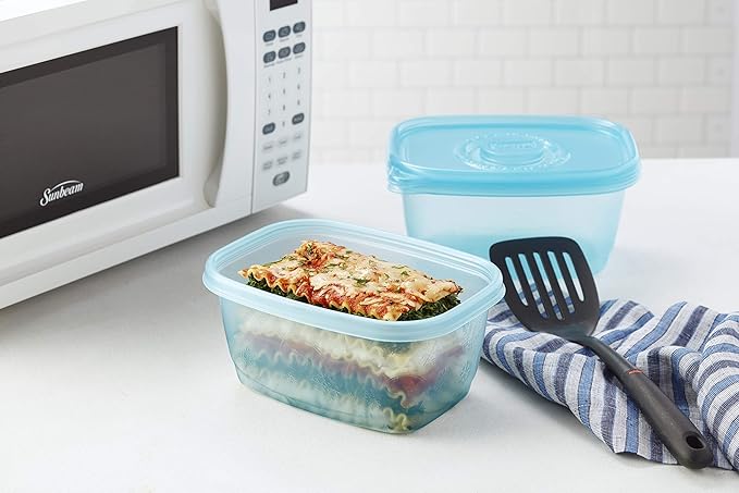 Glad Gladware Freezerware Food Storage Containers, Large Rectangle Holds 64 Ounces of Food, 2 Count Set | Tupperware, Plastic Food Container, Meal Prep Container, Plastic Containers with Lids