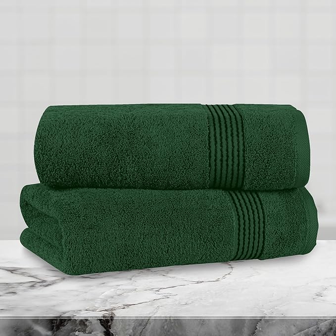 Mocassi Luxury 100% Turkish Cotton 2-Pack Bath Towel Set- Ultra Soft, Quick Dry Highly Absorbent 27 x 54 inch Premium Spa Hotel Quality 2PC Bath Towels - Luxurious Soft Bathroom Towels, Hunter Green