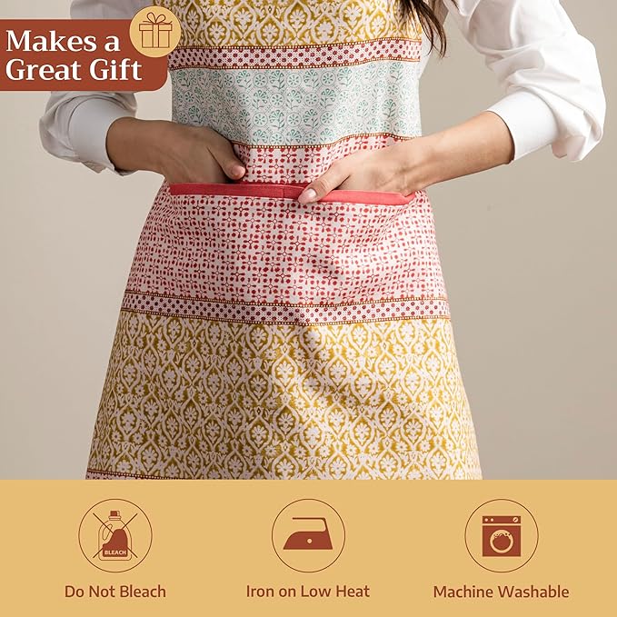Maison d' Hermine 100% Cotton Apron for women with Pocket Kitchen Chef Apron for Men Cooking Mothers Day Gifts