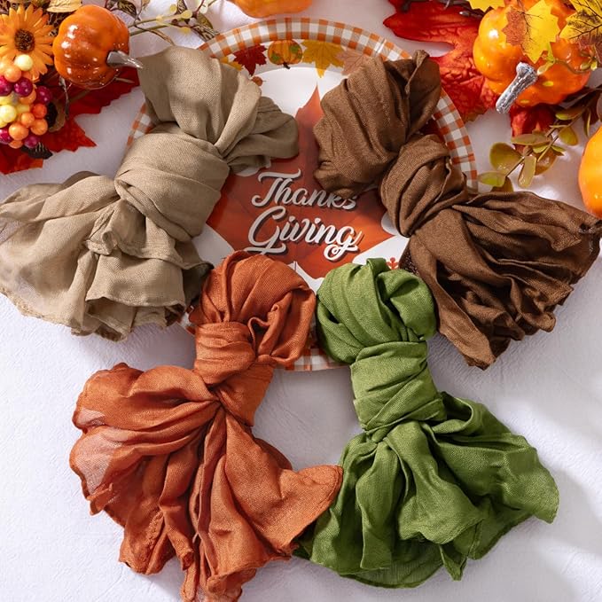 DeZerlor 20 Pack Fall Cheesecloth Napkins Washable Thanksgiving Cloth Napkins Set of 20 Cotton Gauze Dinner Table Napkins Bulk 21x21 Inches for Friendsgiving Wedding Bridal Baby Shower Party Decor