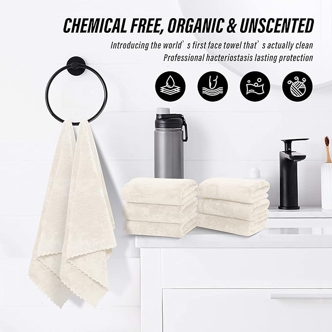 MOONQUEEN 6 Pack Premium Hand Towels - Quick Drying - Microfiber Coral Velvet Highly Absorbent Towels - Multipurpose Use as Hotel, Bathroom, Shower, Spa, Hand Towel 16 x 28 inches (Cream)