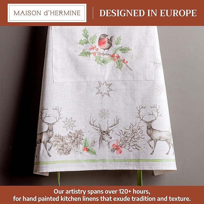 Maison d' Hermine 100% Cotton Apron for women with Pocket Kitchen Chef Apron for Men Cooking Mothers Day Gifts